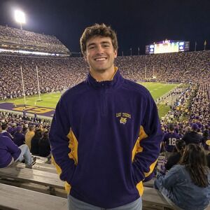 NCAA LSU Tigers Fleece Quarter Zip Pullover Purple Gold Mens Large L Fan Gear